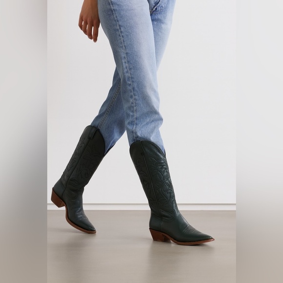 Vintage Biltrite Dark Green Leather Western Riding Cowboy Boots Size 10AA - Picture 1 of 16